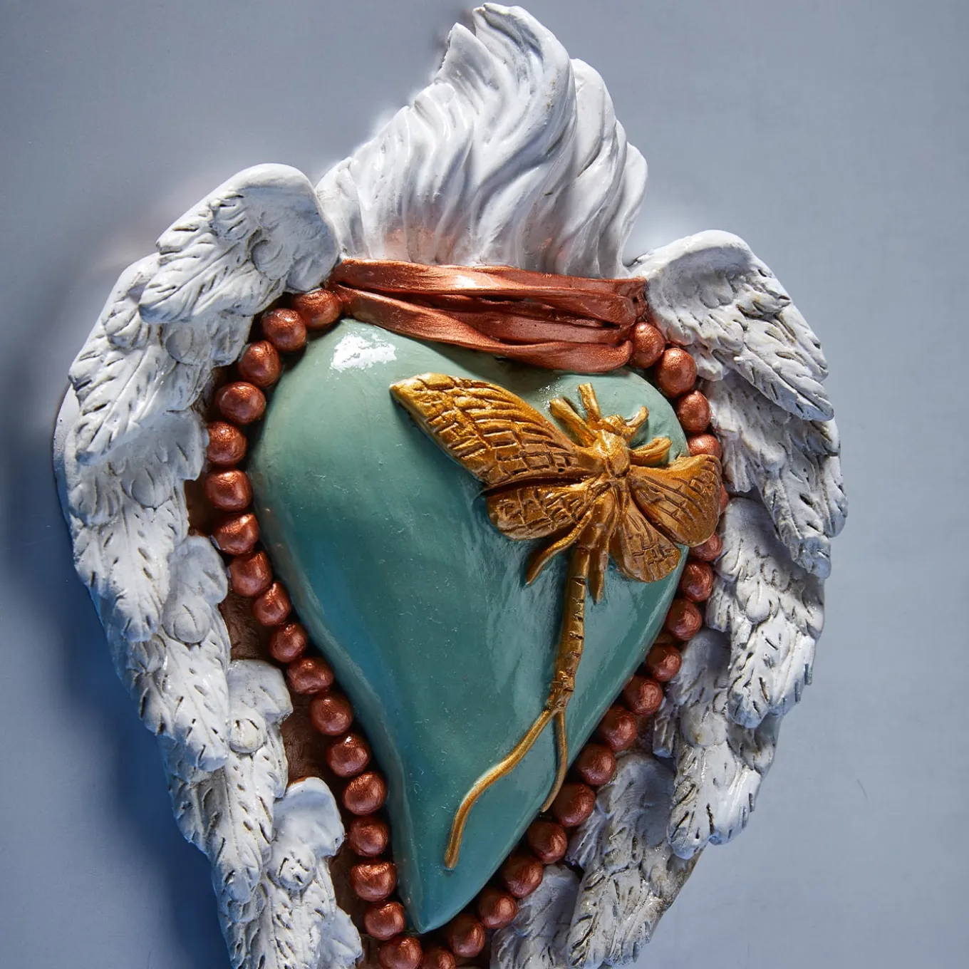 EPHEMERUS EFFECT TEAL AND GOLD CERAMIC HEART