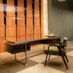 Equilibria Brown Wood with Glass Top Desk by Storagemilano