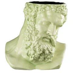 Ercole Bust-Shaped Craquele Green Decorative Cachepot