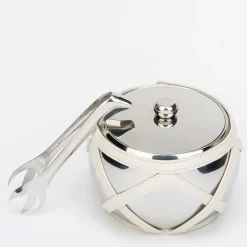 Escher Luna White Insulated Ice Bucket with Ice Tongs