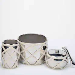 Escher Luna White Insulated Ice Bucket with Ice Tongs