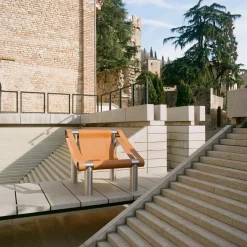 Eso Steel & Pieno Fiore Natural Leather Armchair by Andrea Tognon