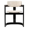 Essa White Fabric And Glossy Black Wood With Horn Inlays Chair