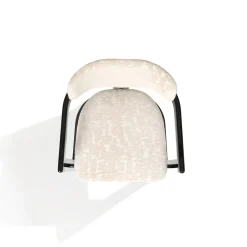 Essa White Fabric And Glossy Black Wood With Horn Inlays Chair