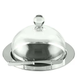 Essentia Cheese Tray with Crystal Dome Cover and Knife