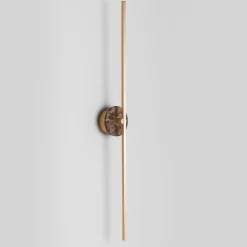 Essential Grand Stick Wall Sconce in Satin Brass and Brown Emperador Marble