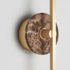 Essential Grand Stick Wall Sconce in Satin Brass and Brown Emperador Marble