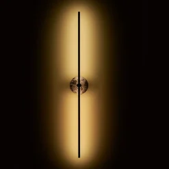 Essential Grand Stick Wall Sconce in Satin Brass and Brown Emperador Marble
