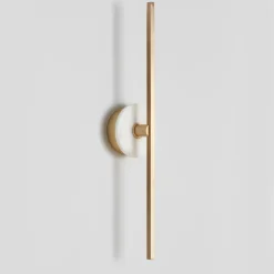 Essential Stick Wall Sconce in Satin Brass and White Marble