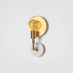 Essential Vanessa Satin Brass and Alabaster Wall Lamp