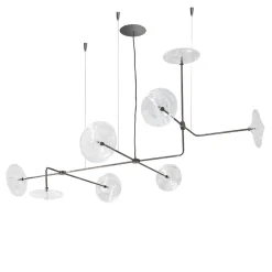 Essenza Modern Black Metal 8 Light Glass Chandelier