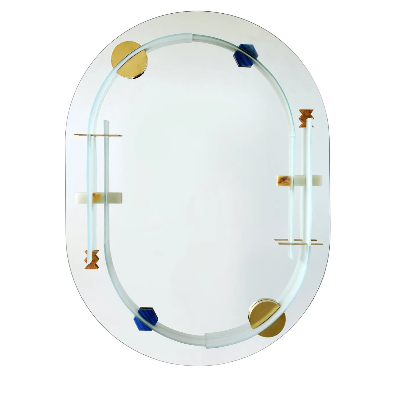 Essenza Oval Satin Glass Sculptural Mirror