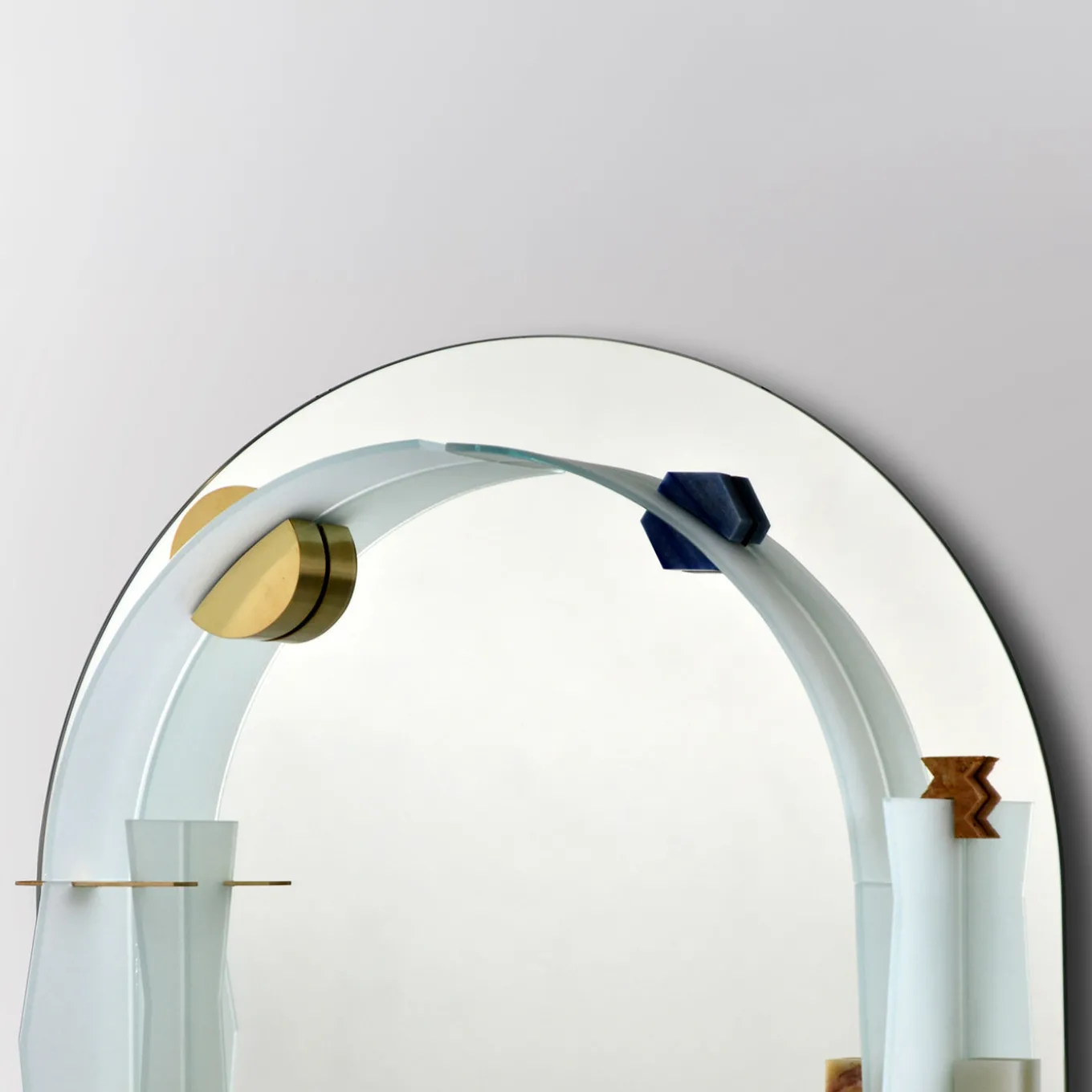 Essenza Oval Satin Glass Sculptural Mirror