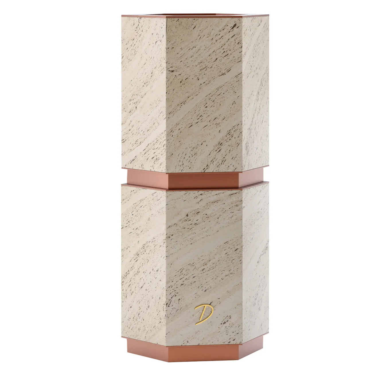 Eternal Big Segmented Backlit Travertine Marble Vase Holder by Bebo & Angel