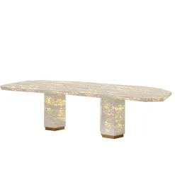 Eternal Hexagon Backlit Travertine Marble Dining Table by Bebo & Angel