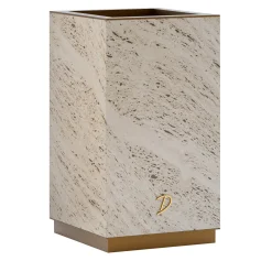 Eternal Small Square Backlit Travertine Marble Vase Holder by Bebo & Angel