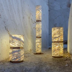 Eternal Small Segmented Backlit Travertine Marble Vase Holder by Bebo & Angel