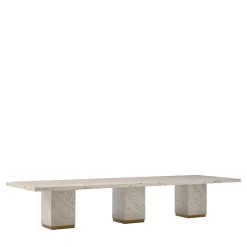 Eternal Square Backlit Travertine Marble Dining Table by Bebo & Angel