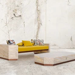 Eternal Square Backlit Travertine Marble Daybed by Bebo & Angel