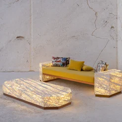 Eternal Square Backlit Travertine Marble Daybed by Bebo & Angel