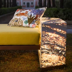 Eternal Square Backlit Travertine Marble Daybed by Bebo & Angel