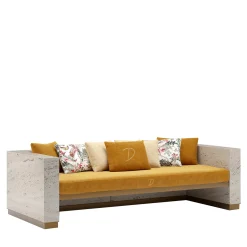 Eternal Square Backlit Travertine Marble Sofa by Bebo & Angel