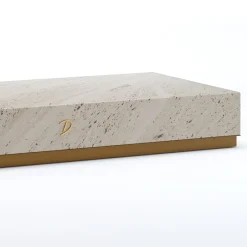 Eternal Square Backlit Travertine Marble Low Table by Bebo & Angel