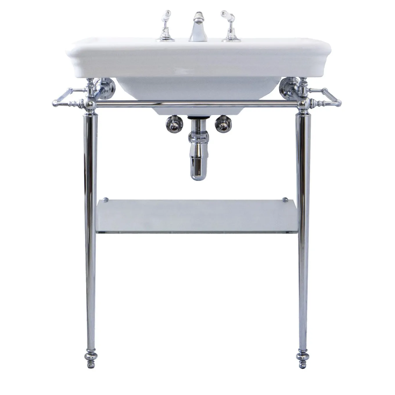 Etoile White Porcelain And Chrome Finish Console