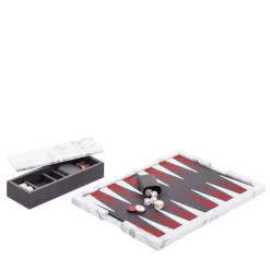 Ettore Arabescato Marble Backgammon Board