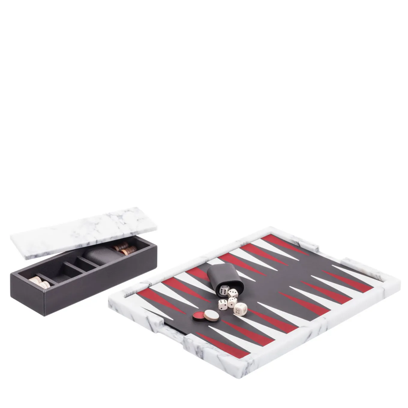 Ettore Arabescato Marble Backgammon Board