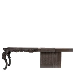 Evo brown solid wood and brown veneered wood desk