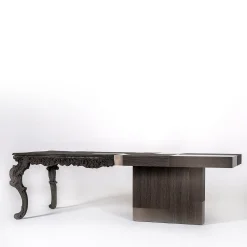 Evo brown solid wood and brown veneered wood desk