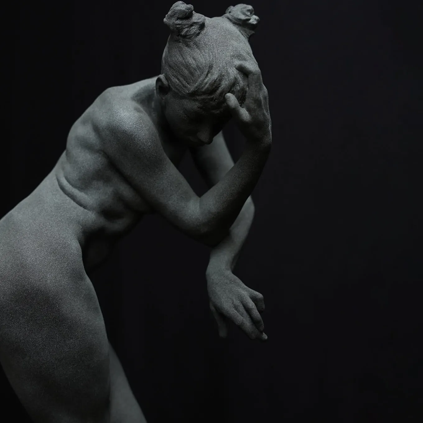 Ewe Dark Gray Resin Sculpture