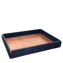 Extra-Large Rectangular Blue Tray with Rope Inserts