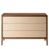 1201/F 3-Drawer Beige Leather-Covered Dresser by Libero Rutilo