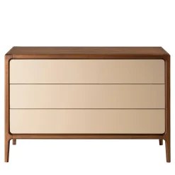1201/F 3-Drawer Beige Leather-Covered Dresser by Libero Rutilo