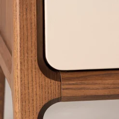 1201/F 3-Drawer Beige Leather-Covered Dresser by Libero Rutilo