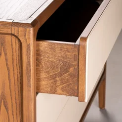 1201/F 3-Drawer Beige Leather-Covered Dresser by Libero Rutilo