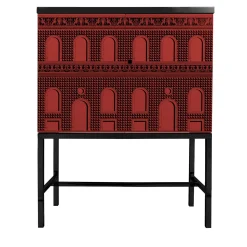 Facciata Quattrocentesca Red Raised Small Cabinet