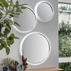 Face To Face Set of 2 Round LED Wall Mirror by Giuseppe Bavuso