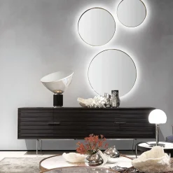 Face To Face Set of 2 Round LED Wall Mirror by Giuseppe Bavuso