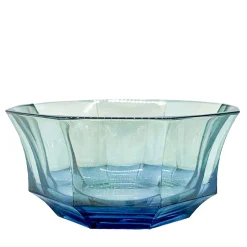 Faceted Blue-To-Green Crystal Dessert Bowl