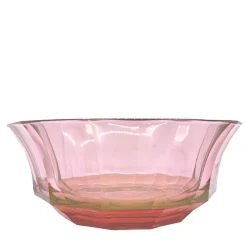 Faceted Red-To-Pink Crystal Dessert Bowl
