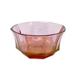 Faceted Red-To-Pink Crystal Dessert Bowl