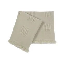 Farnese Light Sage 100% Cashmere Single Plaid with short fringes