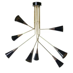 Fascino 8-Light Black & Brass Chandelier by Carlo Nason