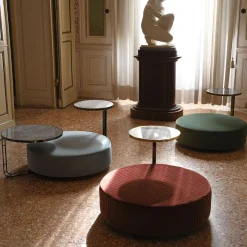 Febe Set of Azure Pouf and 2 Small Tables
