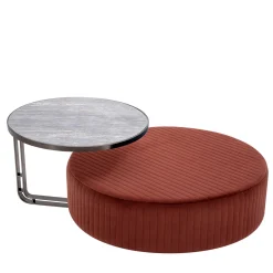 Febe Set of Burgundy Pouf and Small Table
