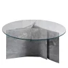 Filo Round Grey Marble & Glass Dining Table