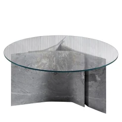 Filo Round Grey Marble & Glass Dining Table